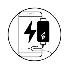 Fototapeta premium Vector art of smartphone charging with cable and adapter