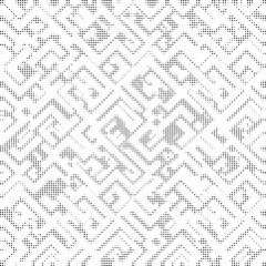 Abstract pixelated maze style seamless pattern design ideal for wallpapers, fabrics, packaging, digital graphics, and modern decorative projects