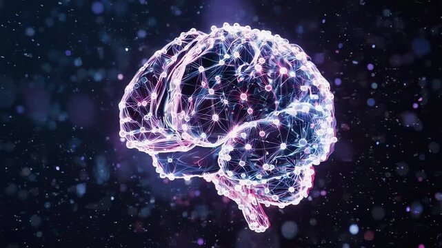 3D Neural Network with Pulsing Data Nodes - Looping Tech Background - Powered by Adobe