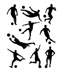 soccer player silhouettes performing various actions