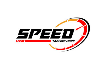 speed logo design with speedometer graphic elements