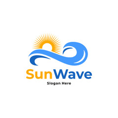 sun and wave logo with bright design