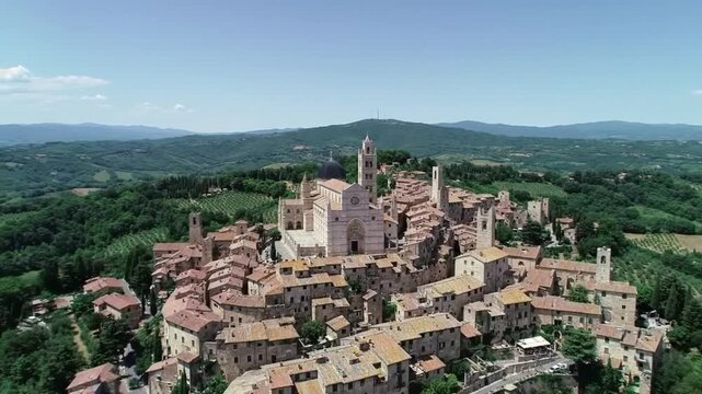 Aerial View of Majestic Todi Umbria Italy Breathtaking Medieval Town Hilltop Village Italian Landscape Historical