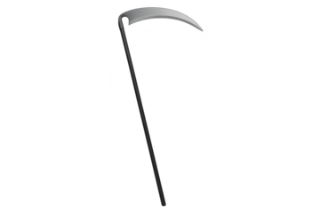 Classic scythe, a traditional agricultural tool isolated on transparent background.