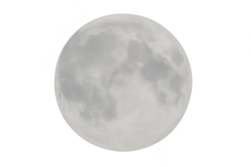 Full moon isolated on transparent background, showcasing detailed surface texture
