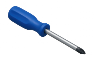 Blue handled Phillips head screwdriver isolated on transparent background