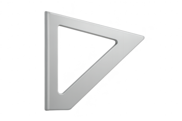 Precision grey set square, geometry tool, isolated on transparent background.