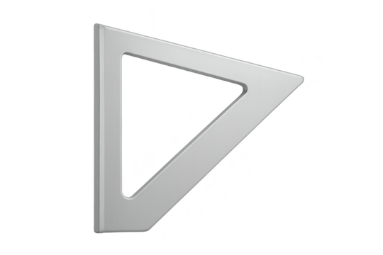 Precision grey set square, geometry tool, isolated on transparent background. - Powered by Adobe