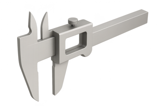 Metal caliper, a precision measuring tool, isolated on transparent background