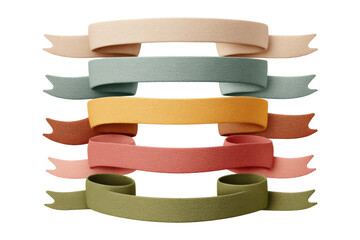 Obraz premium Colorful textured ribbon banners on black background, cut out