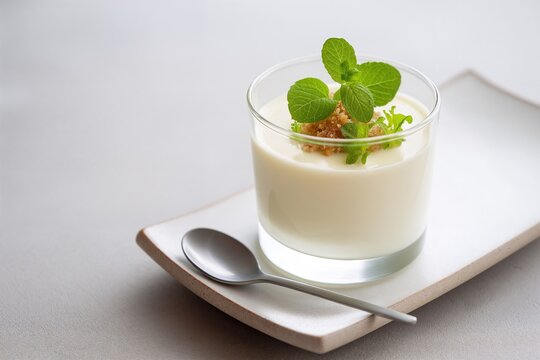 Chinese coconut pudding in glass cup