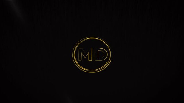 Golden Monogram Logo Design Elegant MD Initials in a Circle