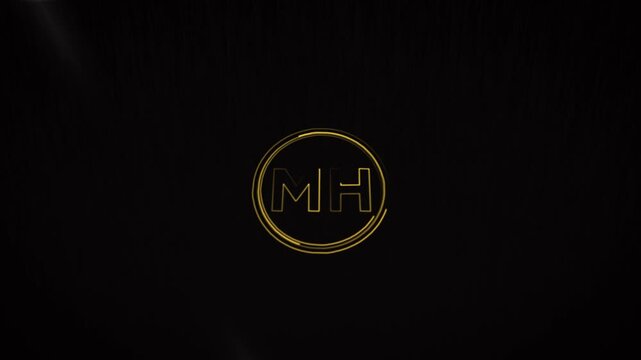Golden Monogram Logo Design Elegant MH Initials