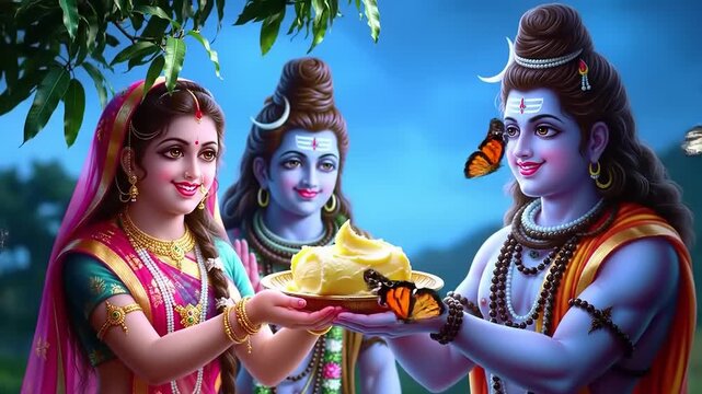 Hindu Gods with Butter Offering, and Devotion.