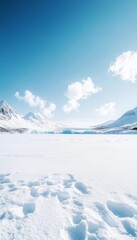 Obraz premium Stunning Arctic Landscape Vast Snow-covered Valleys and Majestic Glaciers Under a Blue Sky