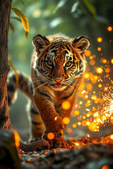 A Tiger Cub Chasing Sparks in a Cosmic Garden 1 00003 .Jpg