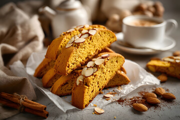 Fototapeta premium Pumpkin Almond Biscotti with Autumn Spices