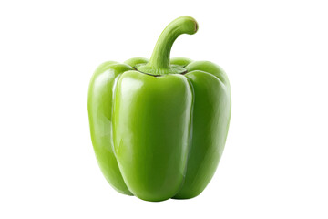 Fresh green bell pepper isolated on black background, cut out