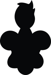 Abstract Silhouette of a Humanoid Figure Amidst a Flower Shaped Design with Rounded Petals and Distinct Hairstyle