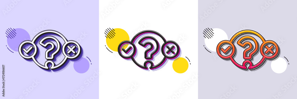 Poster quiz test line icon. halftone dotted pattern. gradient icon with grain shadow. select answer sign. b