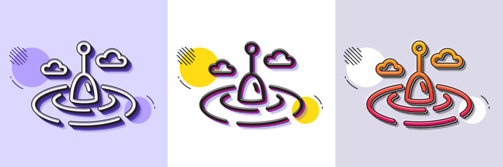 Fishing float line icon. Halftone dotted pattern. Gradient icon with grain shadow. Bobber for rod sign. Fisherman tackle symbol. Line fishing float icon. Various designs. Vector © blankstock