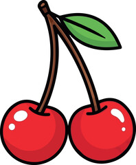 cherry logo vector icon, Cherry fruit vector illustration on white background