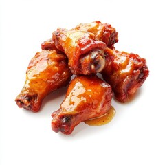 Pile of Glazed Chicken Wings on White, Fastfood , Barbecue