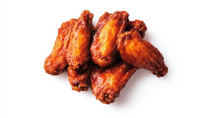 Pile of Glazed Chicken Wings on White,appetizer , bbq