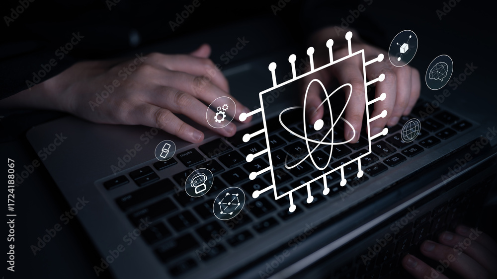 Poster a quantum computing processor as the core of future technology. this innovation will power advanceme