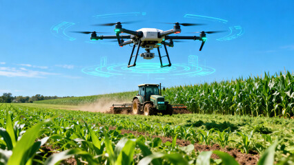 Modern Agricultural Technology in Cornfield