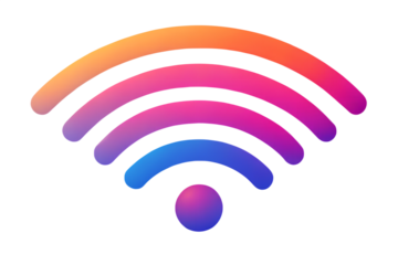 Vibrant Gradient Wifi Symbol Icon Illustration on transparent background vibrant