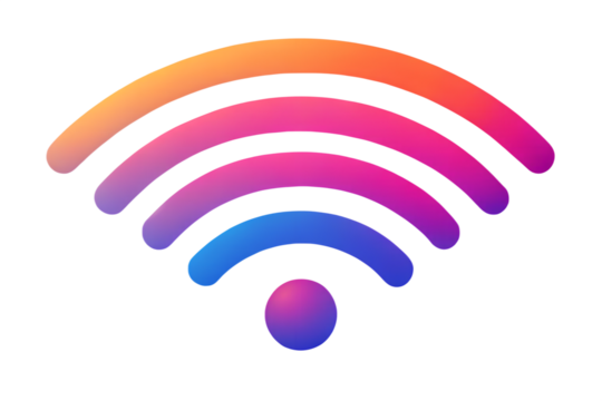 Vibrant Gradient Wifi Symbol Icon Illustration on transparent background vibrant