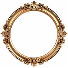Vintage circle frame golden photo round.