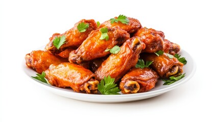 Spicy Buffalo Wings on Plate with Parsley, Appetizer ,Snack