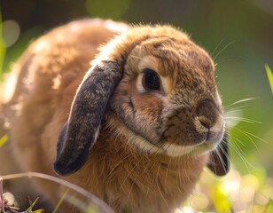 Close-up of a fluffy brown rabbit
