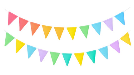 Colorful bunting flags banner isolated on transparent background