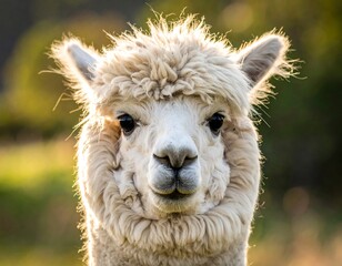 Close-up of a fluffy white alpaca (1)
