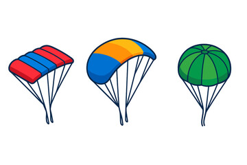 Colorful Canopy Variants. Isometric vector illustration set Sport Canopy Variants: rectangular high-performance canopy, elliptical