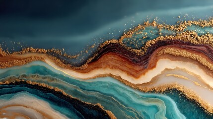 Golden teal layered painting art high resolution picture