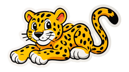 Charming yellow jaguar sticker featuring playful design and friendly expression for animal lovers of all ages