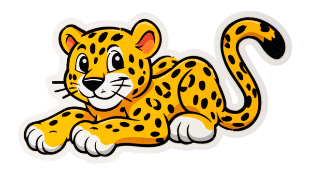 Charming yellow jaguar sticker featuring playful design and friendly expression for animal lovers of all ages