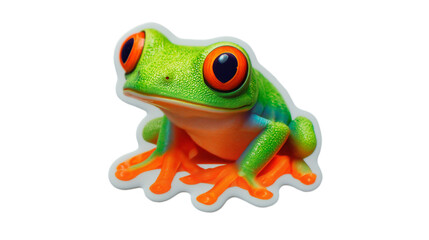 Cute tree frog sticker with surprised eyes showcases vibrant colors and playful design perfect for decorating items
