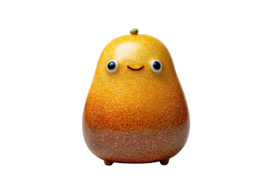 Adorable 3D rendered pear character with a smiling face and textured skin. background removed - Powered by Adobe