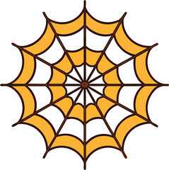 Golden Spider Web Ornate Design on Transparent Background