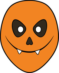 Orange Halloween Mask Scary Face on Transparent Background