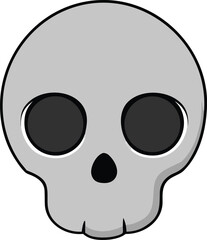 Silver Skull Metallic Hollow Eyes on Transparent Background