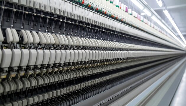Industrial textile machinery in a factory