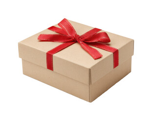 Obraz premium Gift box with red ribbon for special occasions and celebrations on a transparent background, cut out