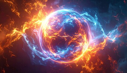 Fototapeta premium Fiery sphere of energy