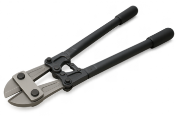 Heavy duty bolt cutters isolated on transparent background, metal tool cut